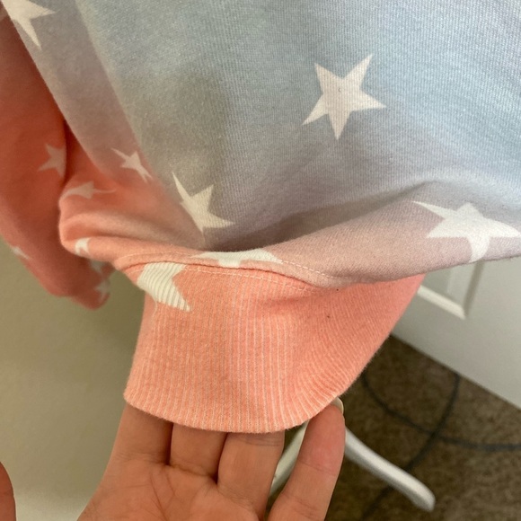 Wild fox star crewneck sweatshirt faded ombré pastel slouchy oversized cozy L - Picture 6 of 15